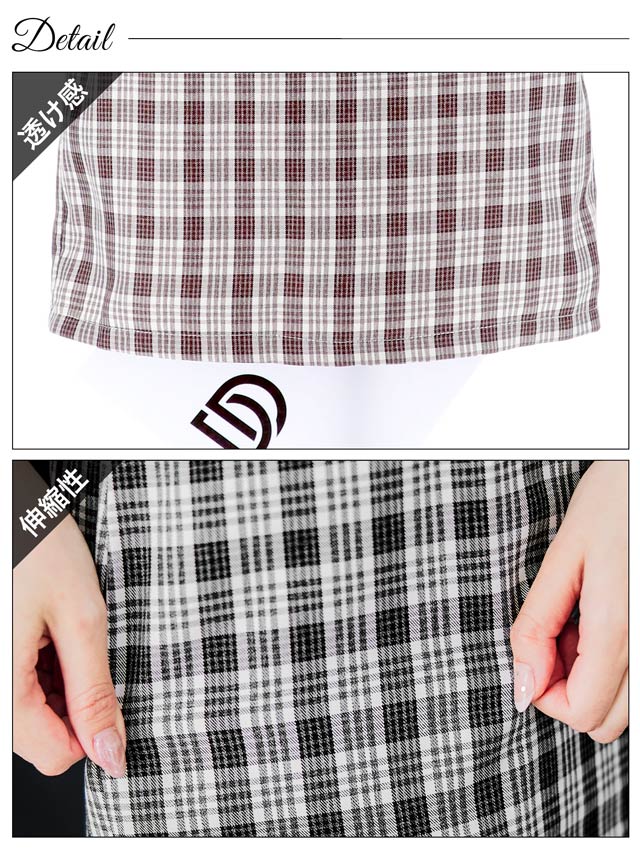 [SMLサイズ]オールチェックベルト付きオフショルタイトミニドレス[3サイズ展開]