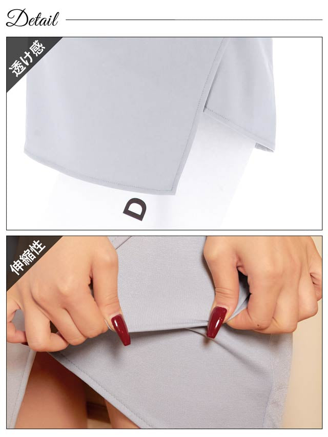 [SMLサイズ]キャミソールシアーレースラップスカートタイトミニドレス[3サイズ展開][伊藤桃々着用]