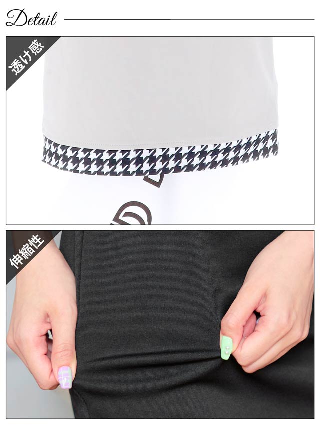 [SMLサイズ]ノースリーブ千鳥格子パールチェーンタイトミニドレス[3サイズ展開]