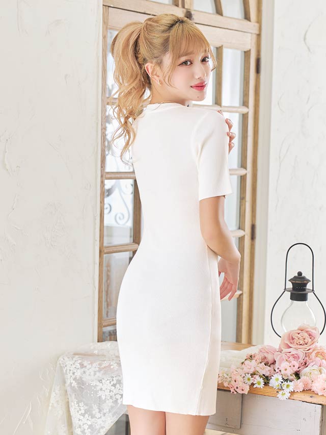 クルーネック半袖ニットワンピース[カジュアル/dazzy closet]