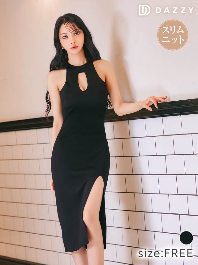 7/28新作!アメスリカットアウトスリットニットワンピース[カジュアル/dazzy closet]