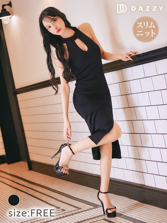 7/28新作!アメスリカットアウトスリットニットワンピース[カジュアル/dazzy closet]