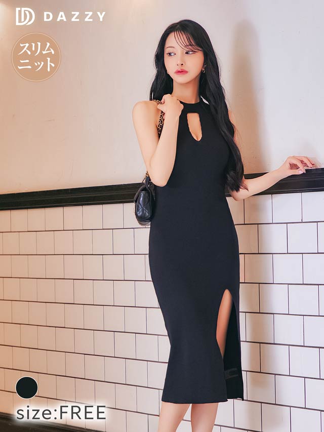 7/28新作!アメスリカットアウトスリットニットワンピース[カジュアル/dazzy closet]