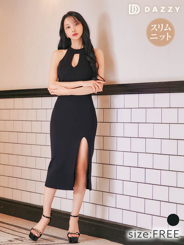 7/28新作!アメスリカットアウトスリットニットワンピース[カジュアル/dazzy closet]