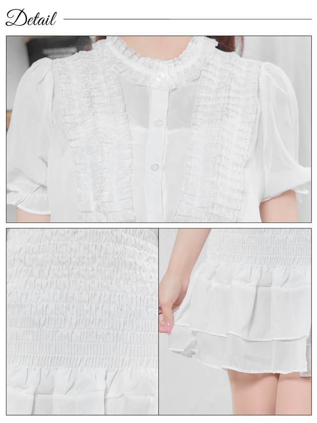 パフスリーブシャーリングフリルワンピース[カジュアル/dazzy closet]