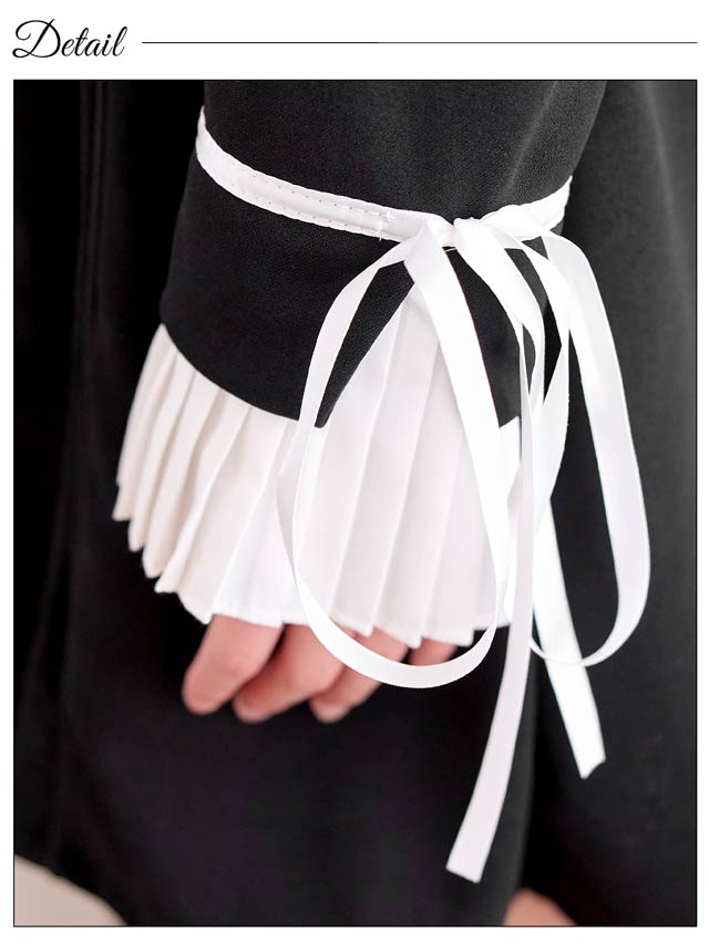 クラシカルプリーツリボンAラインミニワンピース[SML/3サイズ展開][カジュアル/dazzy closet]