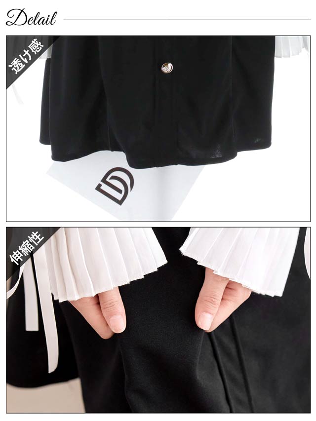 クラシカルプリーツリボンAラインミニワンピース[SML/3サイズ展開][カジュアル/dazzy closet]