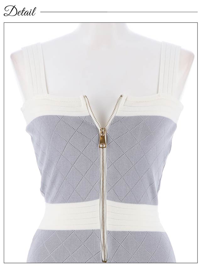 バイカラーノースリーブフロントジップニットワンピース[カジュアル/dazzy closet]