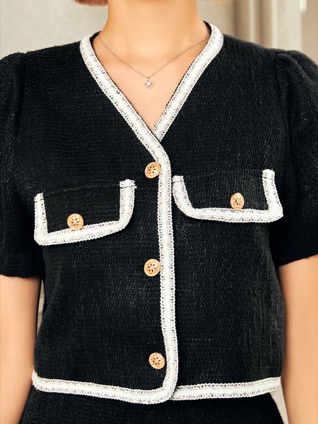 [SMLサイズ]ポケットモチーフツイードショートパンツセットアップ[3サイズ展開][dazzy closet]