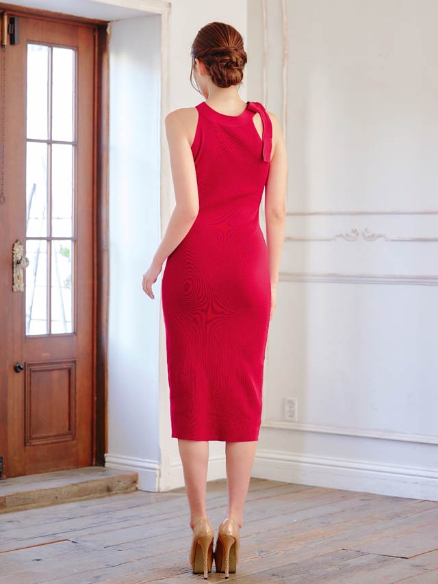 9/24新作!肩リボンノースリーブニットワンピース