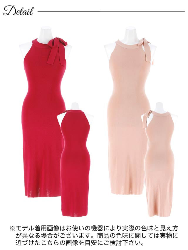 9/24新作!肩リボンノースリーブニットワンピース