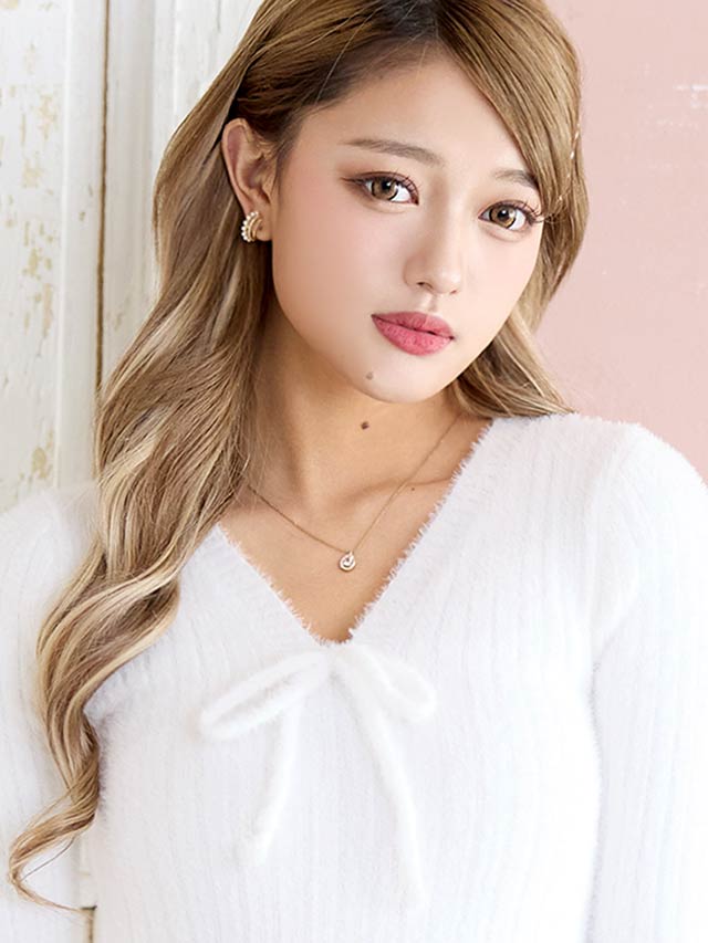 Vネックリボンフレアニットワンピース[カジュアル/dazzy closet]