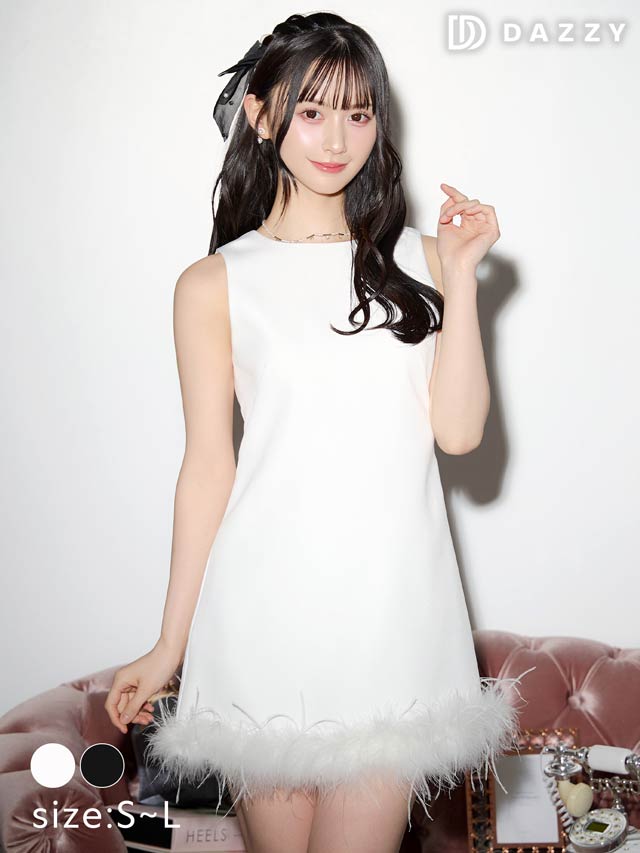 [SMLサイズ]バックオープンヘムファーノースリーブＡラインワンピース[カジュアル/dazzy closet][3サイズ展開]