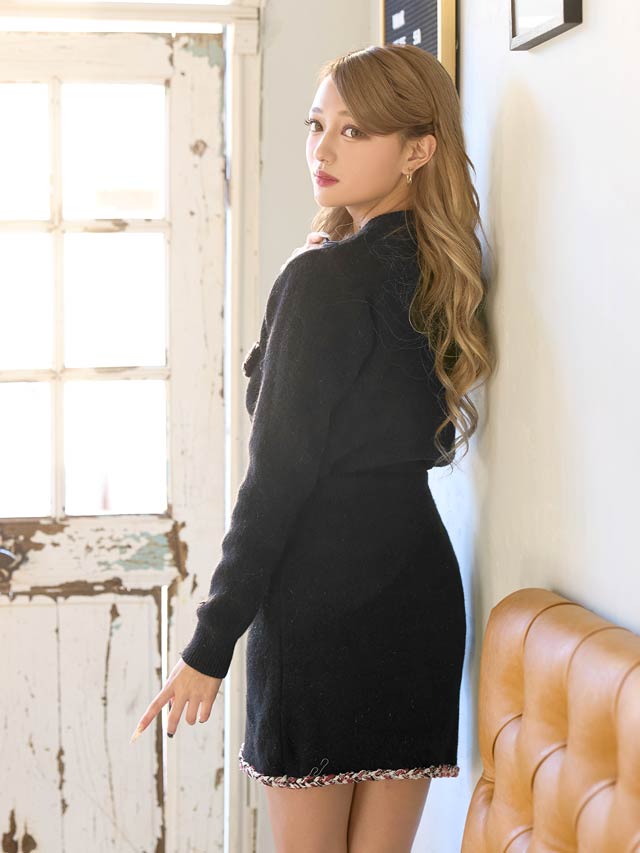 ラメシャギーパイピングケーブルニットセットアップ[カジュアル/dazzy closet]