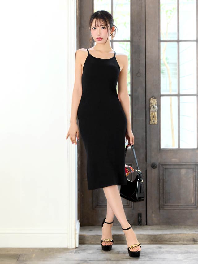 7/2新作!キャミソールウエストホールスリットニットワンピース[カジュアル/dazzy closet][伊藤桃々着用]