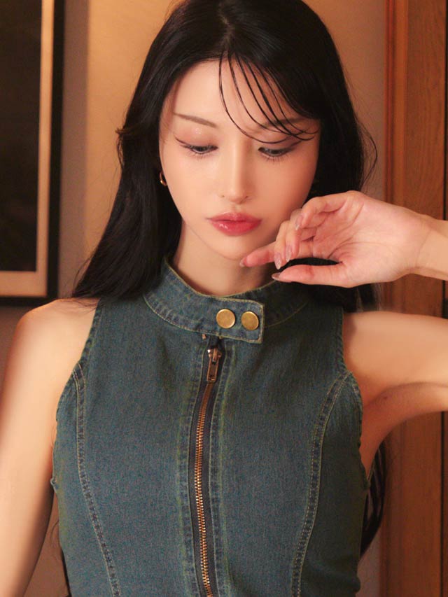 7/25新作!フロントジップグラデーションデニムワンピース[カジュアル/dazzy closet]