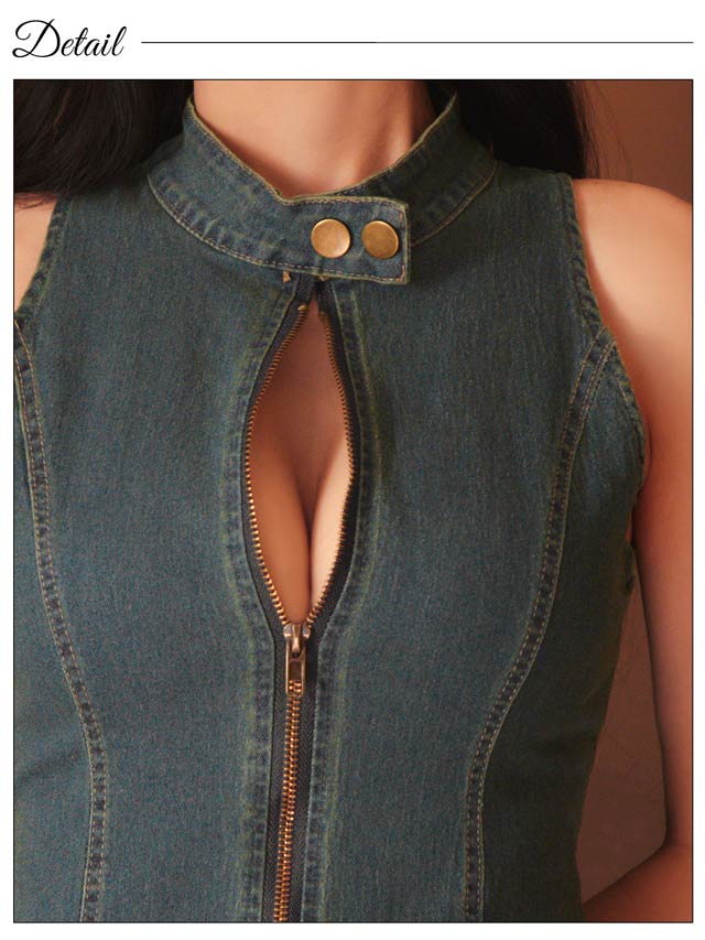 7/25新作!フロントジップグラデーションデニムワンピース[カジュアル/dazzy closet]