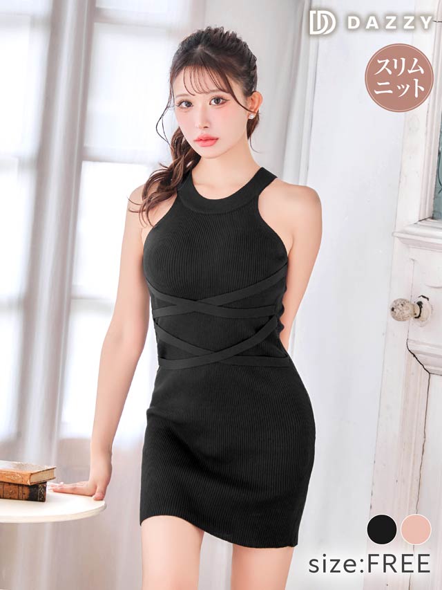6/30新作!アメスリクロスコードニットワンピース[カジュアル/dazzy closet][伊藤桃々着用]