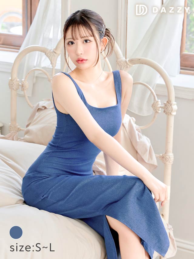 7/23新作!ワンカラーサイドスリットデニムワンピース[カジュアル/dazzy closet]