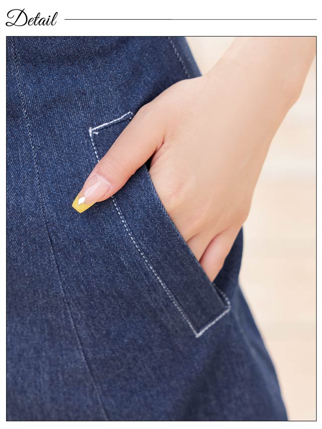 10/7頃再販予定! 8/20新作!ホルターネックストレッチデニムフレアワンピース[カジュアル/dazzy closet][SML/3サイズ展開][伊藤桃々着用]【入荷通知登録推奨】