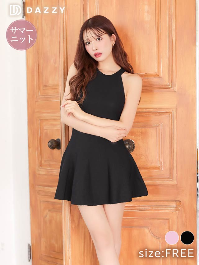 8/27新作!ノースリーブハイネックAラインニットワンピース[カジュアル/dazzy closet]