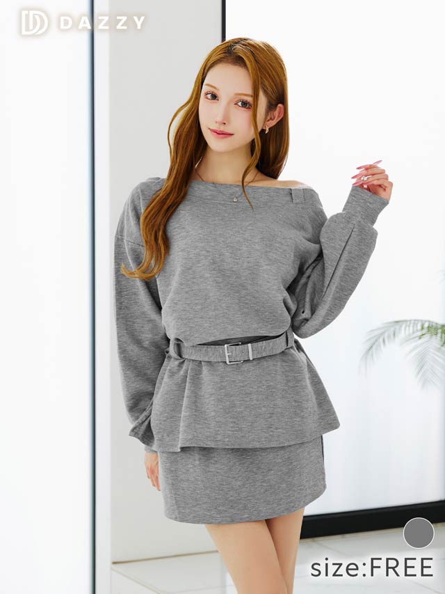 6/11新作!2wayショルダースウェットベルト付きタイトミニセットアップ[カジュアル/dazzy closet]