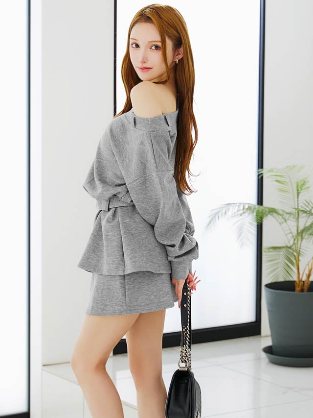 6/11新作!2wayショルダースウェットベルト付きタイトミニセットアップ[カジュアル/dazzy closet]