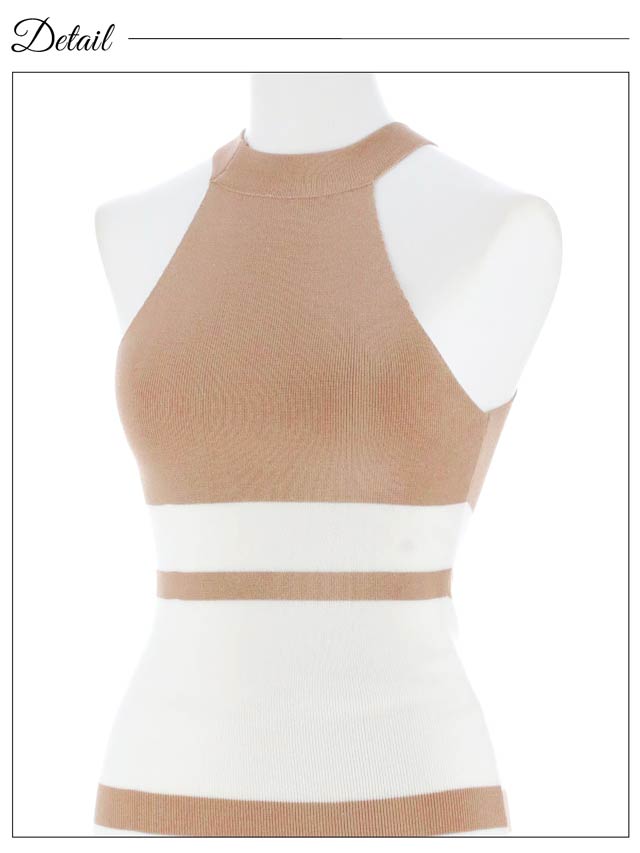 バイカラーストライプアメスリニットワンピース[カジュアル/dazzy closet]