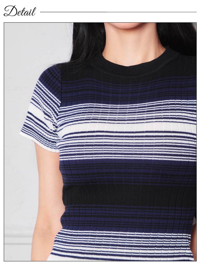 7/30新作!マルチボーダー半袖ニットワンピース[カジュアル/dazzy closet]