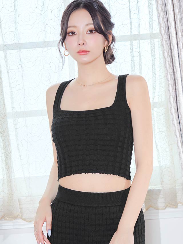 スクエアネックノースリーブトップス&タイトスカートセットアップ[カジュアル/dazzy closet]