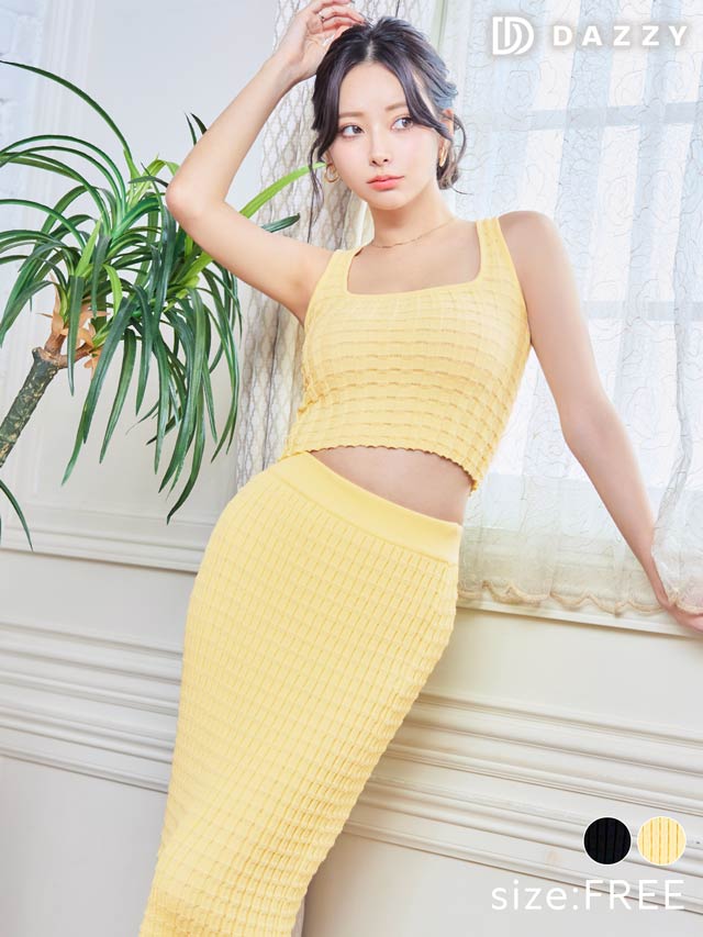 スクエアネックノースリーブトップス&タイトスカートセットアップ[カジュアル/dazzy closet]