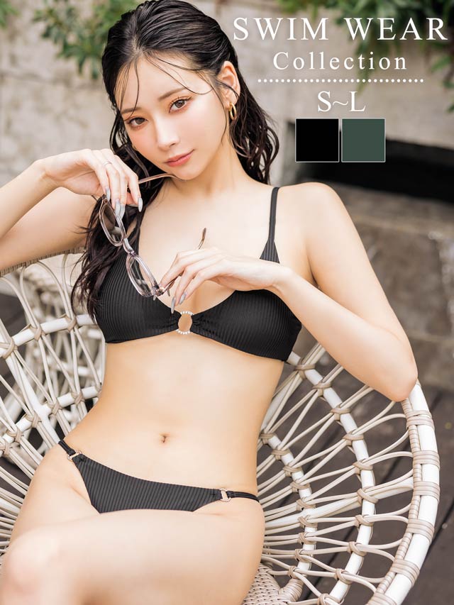 [2点SET]リングビジューストライプビキニ/水着【dazzy beach/2025ビキニ】