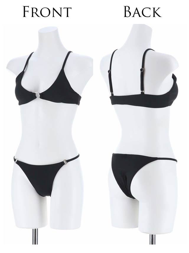 [2点SET]リングビジューストライプビキニ/水着【dazzy beach/2025ビキニ】