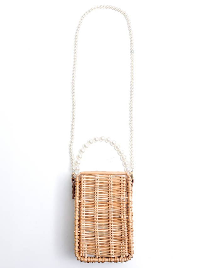 [単品]パールストラップ付きスクエアかごバッグ【2025年新作/YUKATA by dazzy】