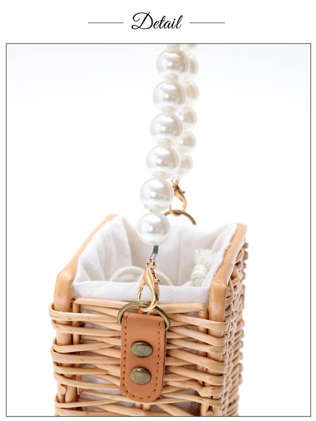 [単品]パールストラップ付きスクエアかごバッグ【2025年新作/YUKATA by dazzy】