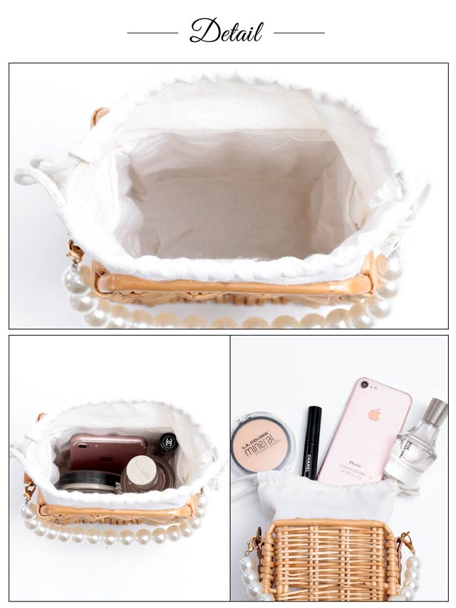 [単品]パールストラップ付きスクエアかごバッグ【2025年新作/YUKATA by dazzy】