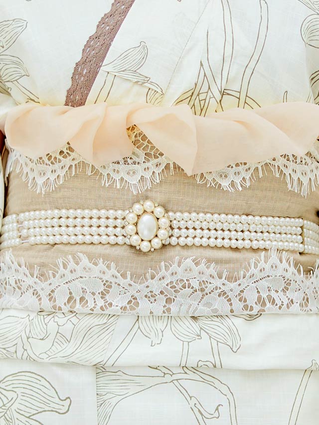 [単品]フロントビックビジューパール帯飾り【2025年再入荷/YUKATA by dazzy】