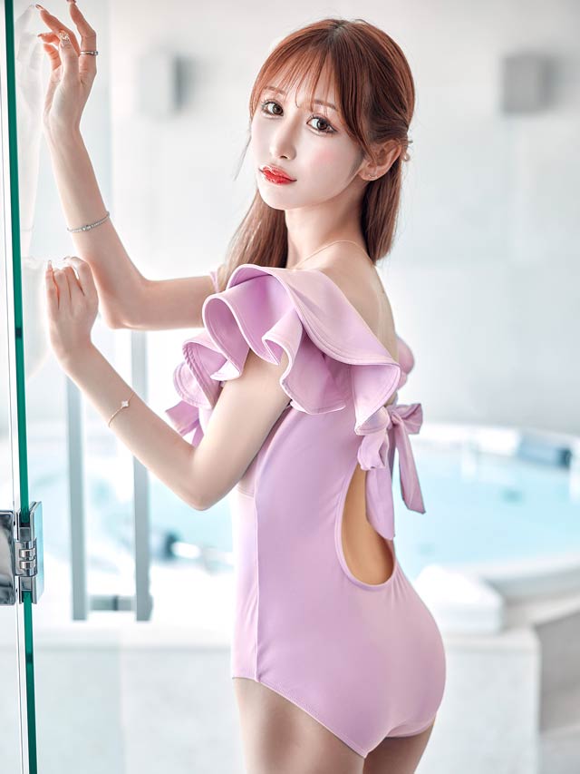 ダブルフリルバックホールリボンワンピース/水着【dazzy beach/2025ビキニ】