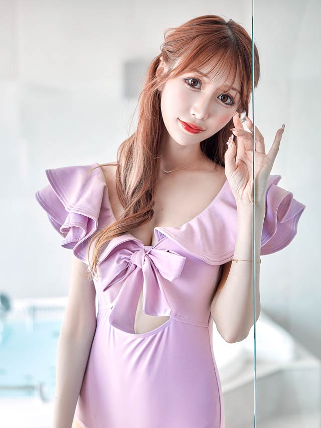 ダブルフリルバックホールリボンワンピース/水着【dazzy beach/2025ビキニ】