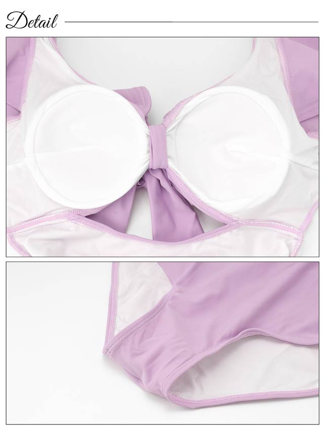 ダブルフリルバックホールリボンワンピース/水着【dazzy beach/2025ビキニ】