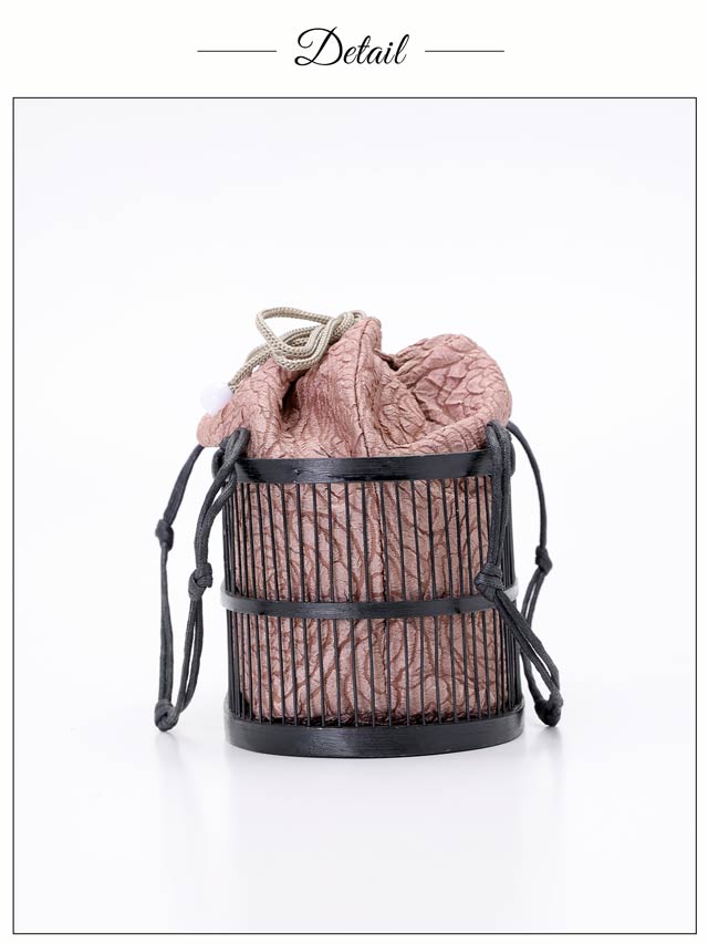 [単品] フラワーモチーフ巾着かごバッグ【YUKATA by dazzy 2025】