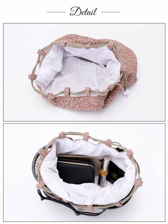 [単品] フラワーモチーフ巾着かごバッグ【YUKATA by dazzy 2025】