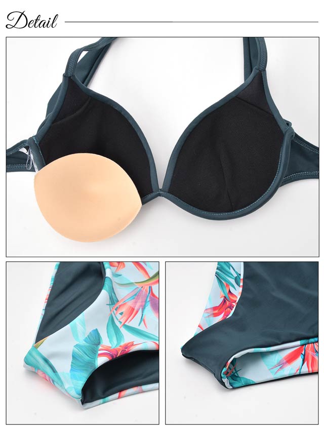 dazzyオリジナル ハイウエストリーフプリントホルタービキニ/水着【dazzy beach/2025ビキニ】