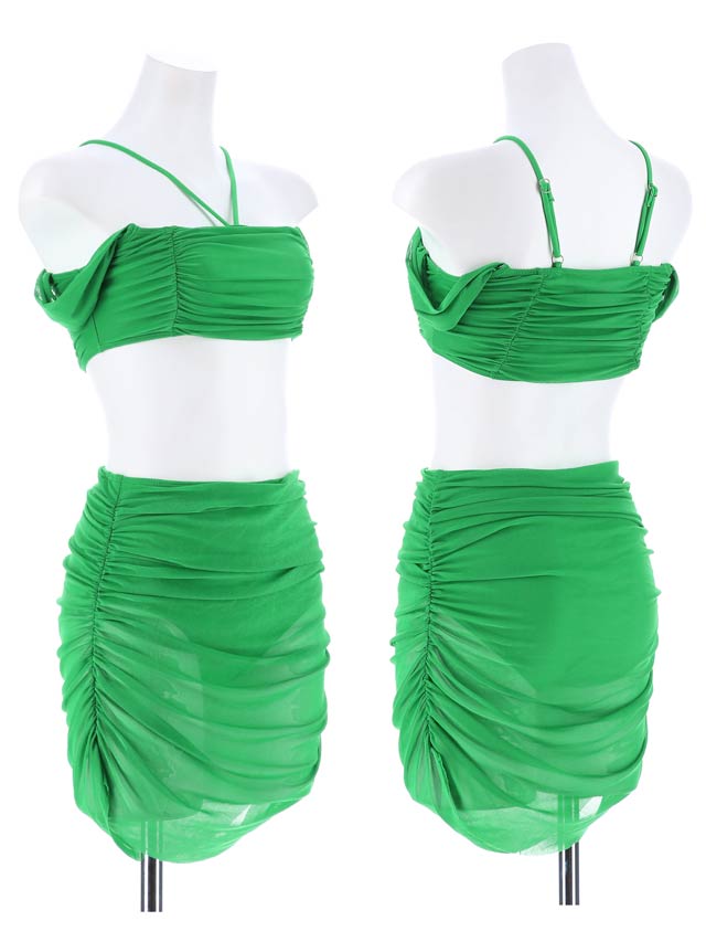 [2点SET]ワンカラーオフショルシャーリングビキニ/水着【dazzy beach/2025ビキニ】