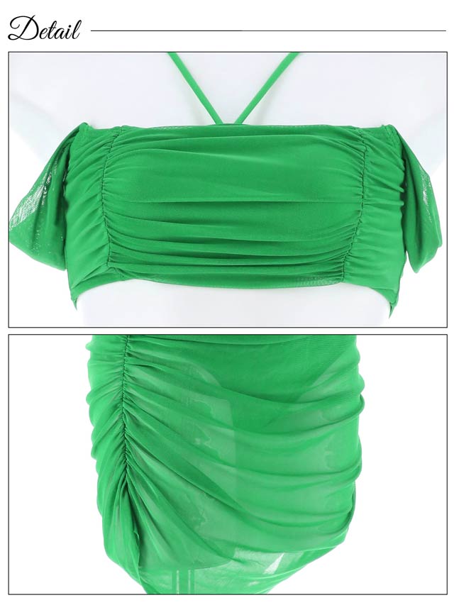 [2点SET]ワンカラーオフショルシャーリングビキニ/水着【dazzy beach/2025ビキニ】