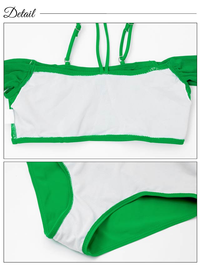 [2点SET]ワンカラーオフショルシャーリングビキニ/水着【dazzy beach/2025ビキニ】