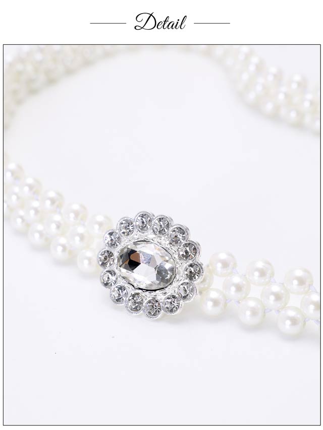 [単品] シルバーフラワーモチーフパールかざり紐【YUKATA by dazzy 2025】