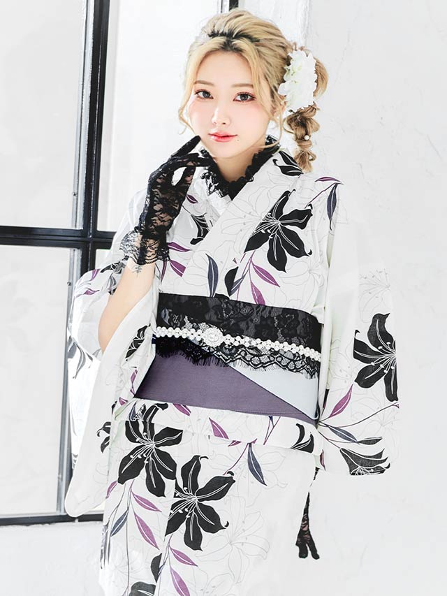 [単品] シルバーフラワーモチーフパールかざり紐【YUKATA by dazzy 2025】