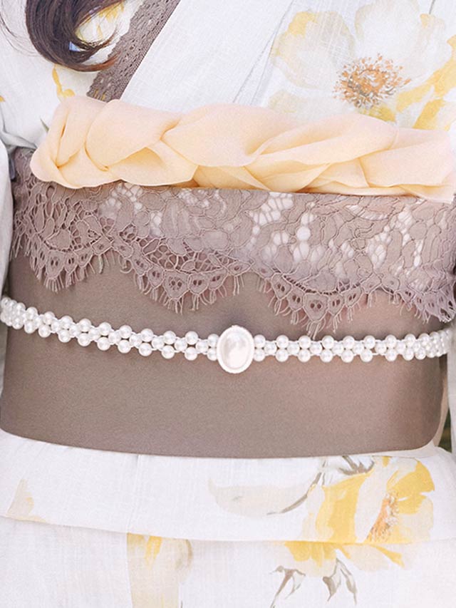 [単品] シルバー楕円パールかざり紐【2025年再入荷/和YUKATA by dazzy】