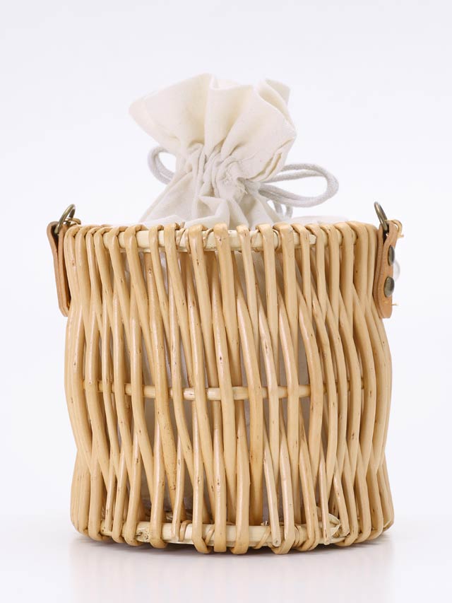 [単品] バケツ型巾着口パールハンドルかごバッグ【2025年再入荷/YUKATA by dazzy】